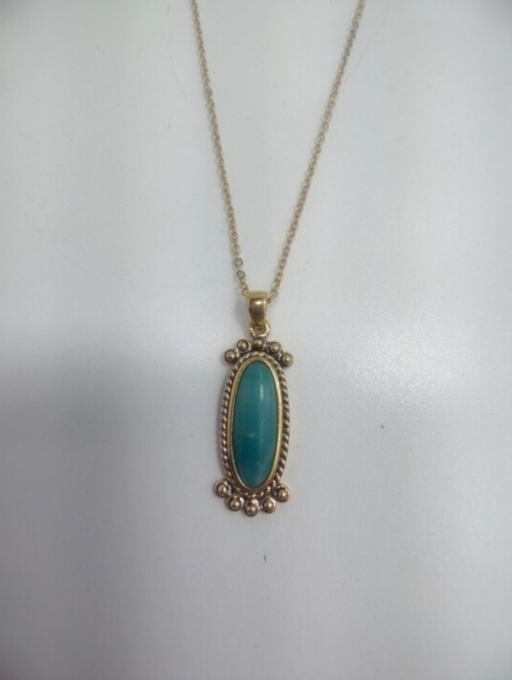 Premier Designs Turquoise Blue Cabochon Pendant Necklace Southwestern 18"
